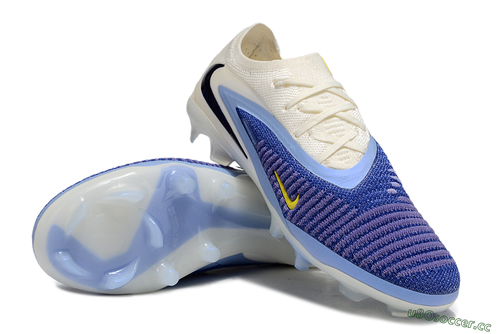 Men's Nike Phantom 6 Elite Low FG Firm Ground Low-Tops Football Boots - Blue/White/Yellow 3