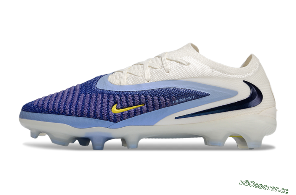 Men's Nike Phantom 6 Elite Low FG Firm Ground Low-Tops Football Boots - Blue/White/Yellow 0