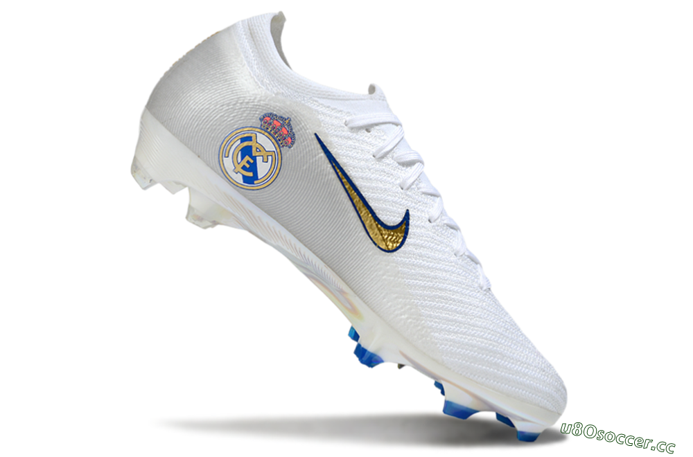 Men's Nike Air Zoom Mercurial Vapor 16 Elite FG Firm Ground Low-Tops Football Boots - White/Gold/Blue 4