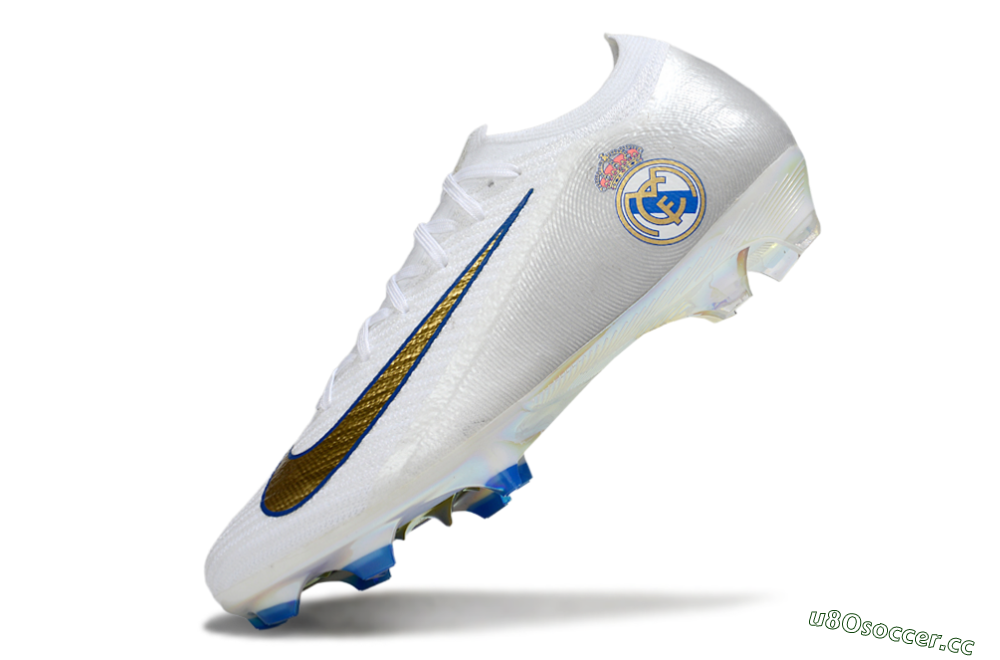 Men's Nike Air Zoom Mercurial Vapor 16 Elite FG Firm Ground Low-Tops Football Boots - White/Gold/Blue 5