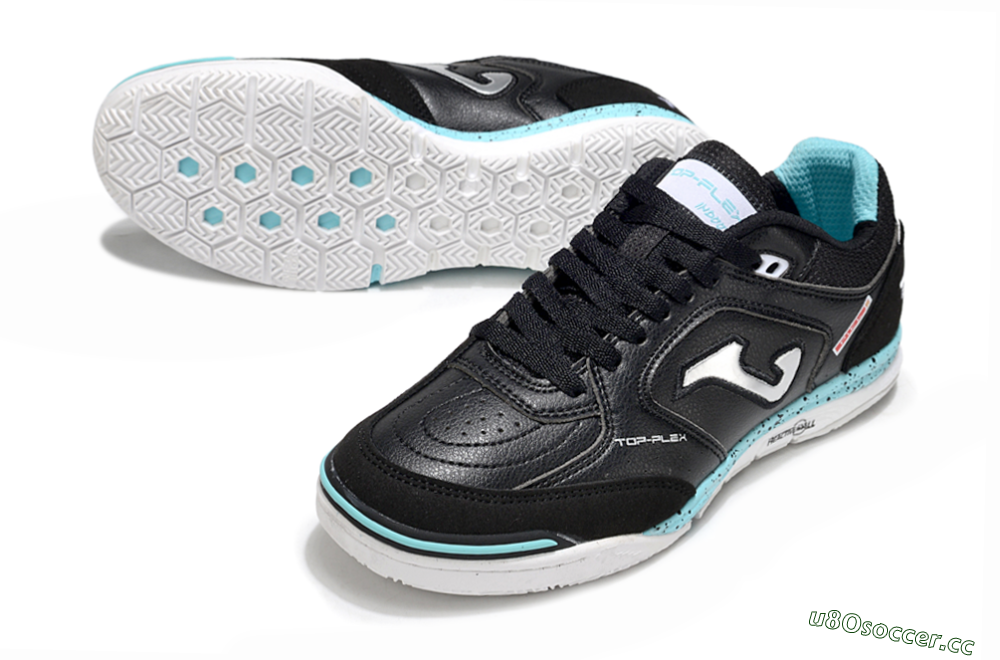 Men's Joma Top Flex IC Indoor & Futsal Low-Tops Football Shoes - Black/Silver/Jade 3