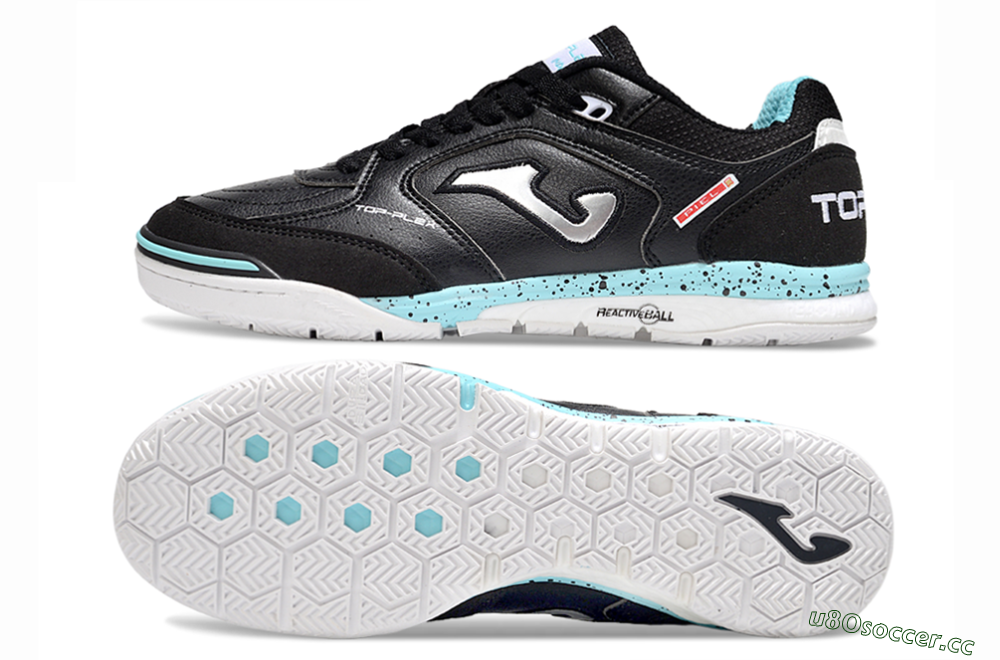 Men's Joma Top Flex IC Indoor & Futsal Low-Tops Football Shoes - Black/Silver/Jade 1