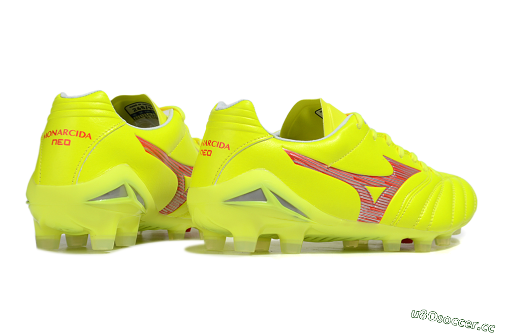 Men's Mizuno Morelia Neo 4 FG Firm Ground Low-Tops Football Boots - Yellow/Red/White 6