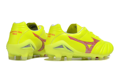 Men's Mizuno Morelia Neo 4 FG Firm Ground Low-Tops Football Boots - Yellow/Red/White