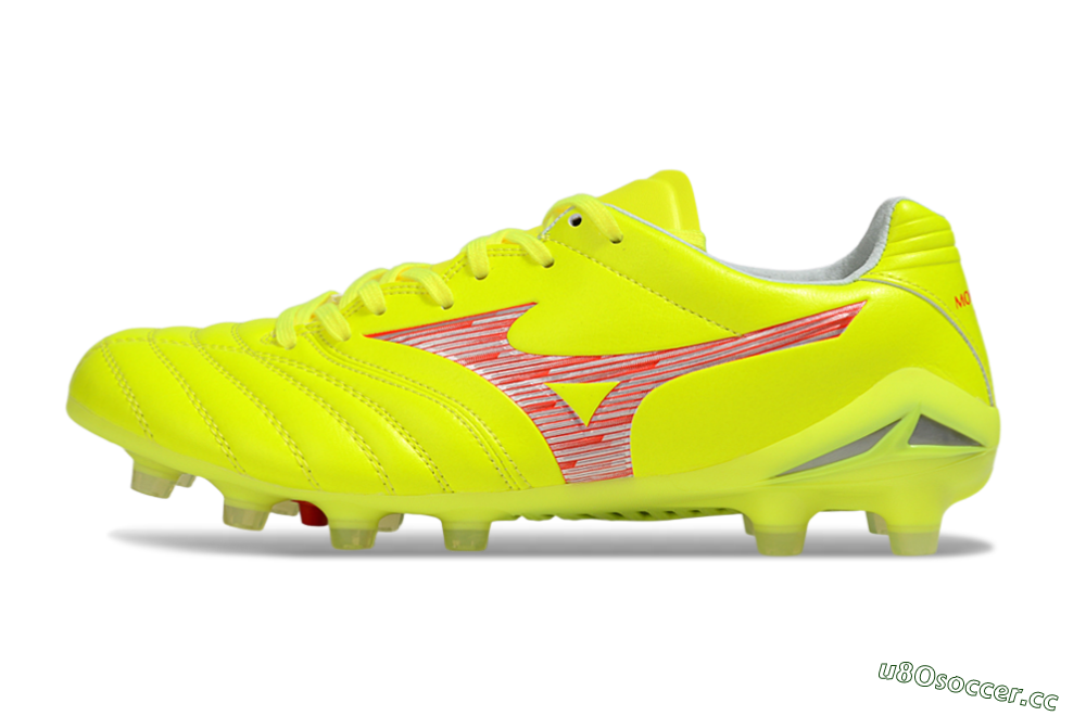 Men's Mizuno Morelia Neo 4 FG Firm Ground Low-Tops Football Boots - Yellow/Red/White 0