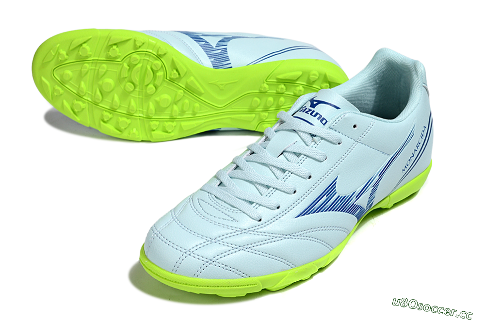 Men's Mizuno Morelia Neo 4 TF Artificial Turf Low-Tops Football Shoes - Jade/Blue/Yellow 3