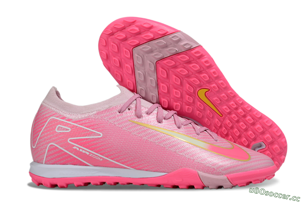 Men's Nike Air Zoom Mercurial Vapor 16 Elite TF Artificial Turf Low-Tops Football Shoes - Pink/Gold/White 2
