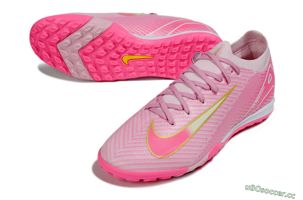 Men's Nike Air Zoom Mercurial Vapor 16 Elite TF Artificial Turf Low-Tops Football Shoes - Pink/Gold/White 3