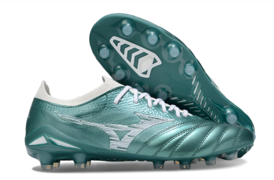 Men's Mizuno Morelia Neo 4 FG Firm Ground Low-Tops Football Boots - Jade/White