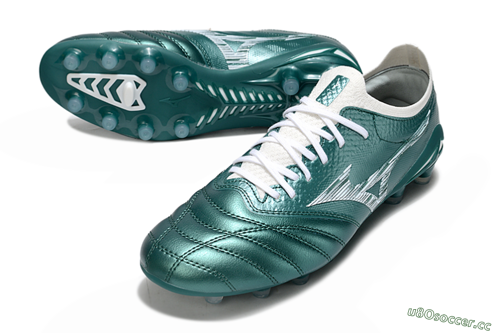 Men's Mizuno Morelia Neo 4 FG Firm Ground Low-Tops Football Boots - Jade/White 3