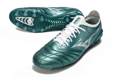 Men's Mizuno Morelia Neo 4 FG Firm Ground Low-Tops Football Boots - Jade/White