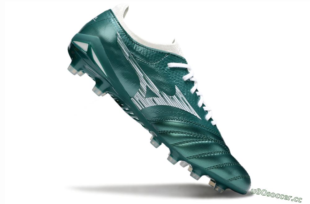 Men's Mizuno Morelia Neo 4 FG Firm Ground Low-Tops Football Boots - Jade/White 4