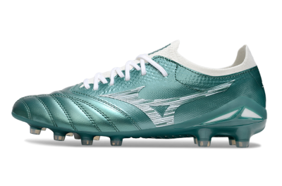Men's Mizuno Morelia Neo 4 FG Firm Ground Low-Tops Football Boots - Jade/White