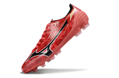 Men's Mizuno Morelia Alpha Beta FG Firm Ground Low-Tops Football Boots - Red/Black/White
