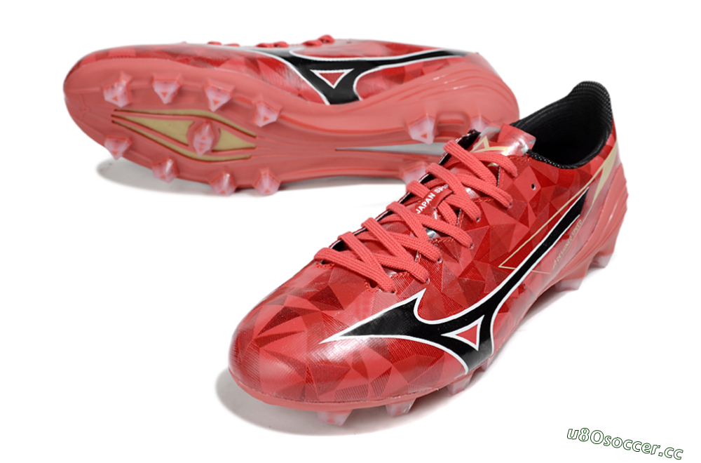 Men's Mizuno Morelia Alpha Beta FG Firm Ground Low-Tops Football Boots - Red/Black/White 3