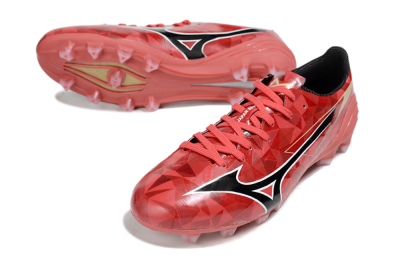 Men's Mizuno Morelia Alpha Beta FG Firm Ground Low-Tops Football Boots - Red/Black/White