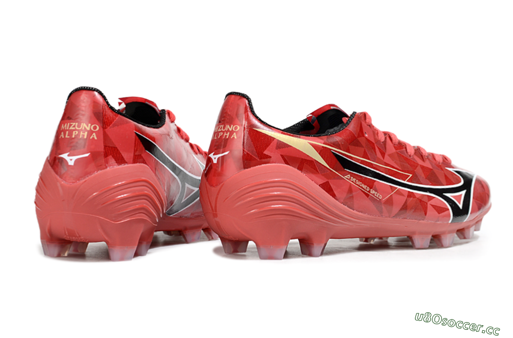 Men's Mizuno Morelia Alpha Beta FG Firm Ground Low-Tops Football Boots - Red/Black/White 6