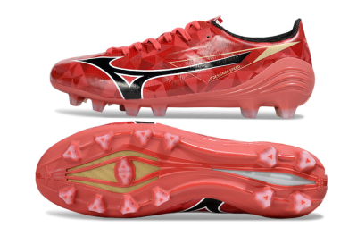 Men's Mizuno Morelia Alpha Beta FG Firm Ground Low-Tops Football Boots - Red/Black/White