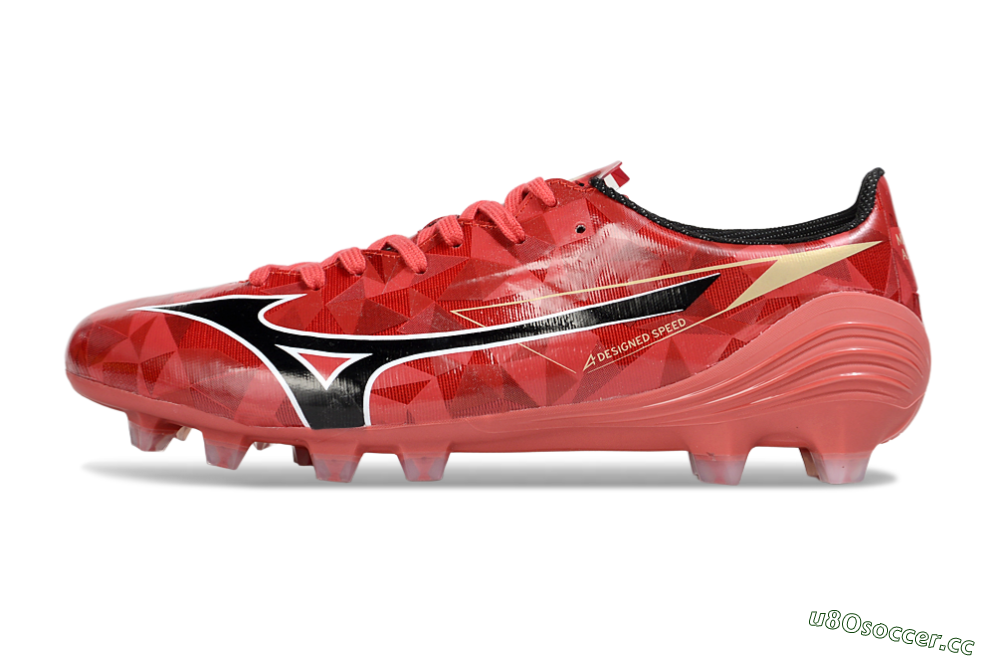 Men's Mizuno Morelia Alpha Beta FG Firm Ground Low-Tops Football Boots - Red/Black/White 0