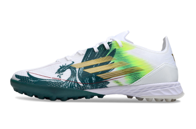 Men's Adidas F50 Pro TF Artificial Turf Low-Tops Football Shoes - White/Green/Yellow