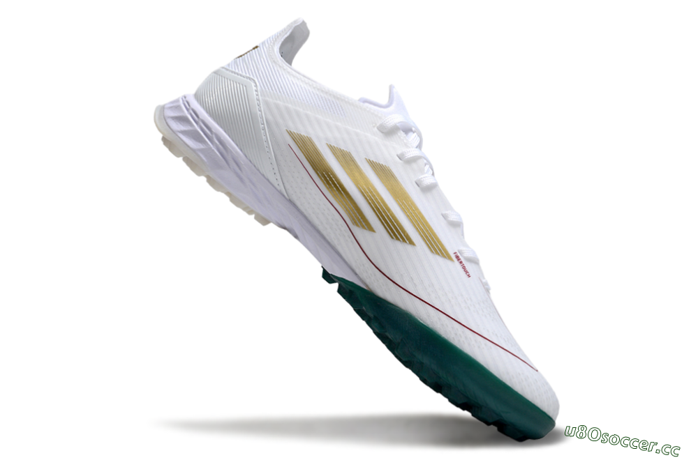 Men's Adidas F50 Pro TF Artificial Turf Low-Tops Football Shoes - White/Green/Yellow 4