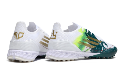 Men's Adidas F50 Pro TF Artificial Turf Low-Tops Football Shoes - White/Green/Yellow