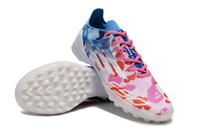 Men's Adidas F50 Pro TF Artificial Turf Low-Tops Football Shoes - White/Red/Pink/Blue