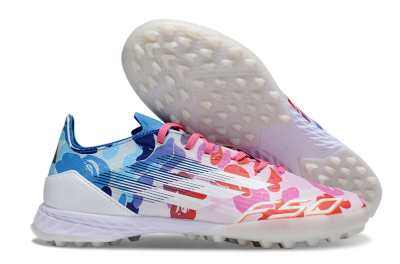 Men's Adidas F50 Pro TF Artificial Turf Low-Tops Football Shoes - White/Red/Pink/Blue