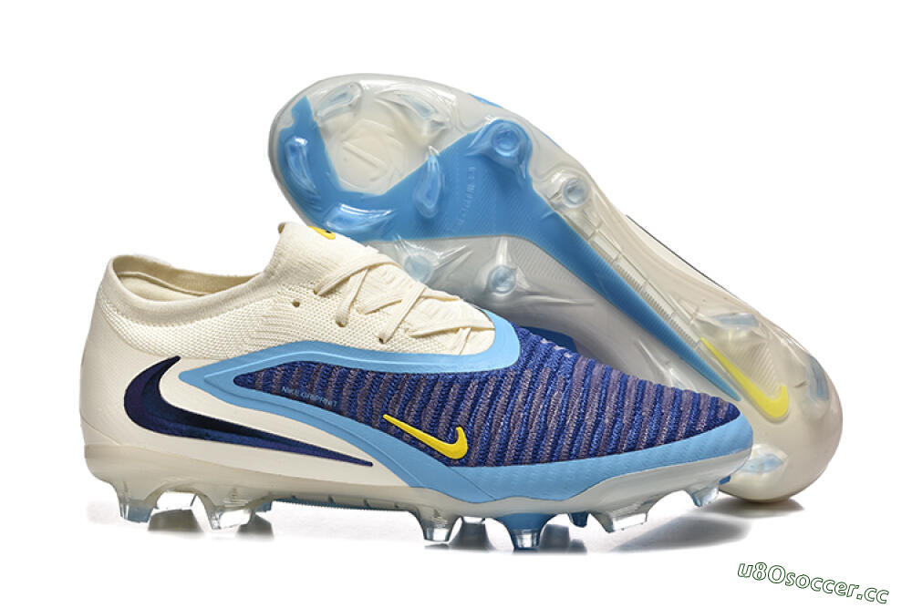 Men's Nike Phantom 6 Elite Low FG Firm Ground Low-Tops Football Boots - Blue/White/Black 2