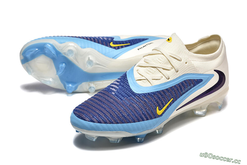 Men's Nike Phantom 6 Elite Low FG Firm Ground Low-Tops Football Boots - Blue/White/Black 3