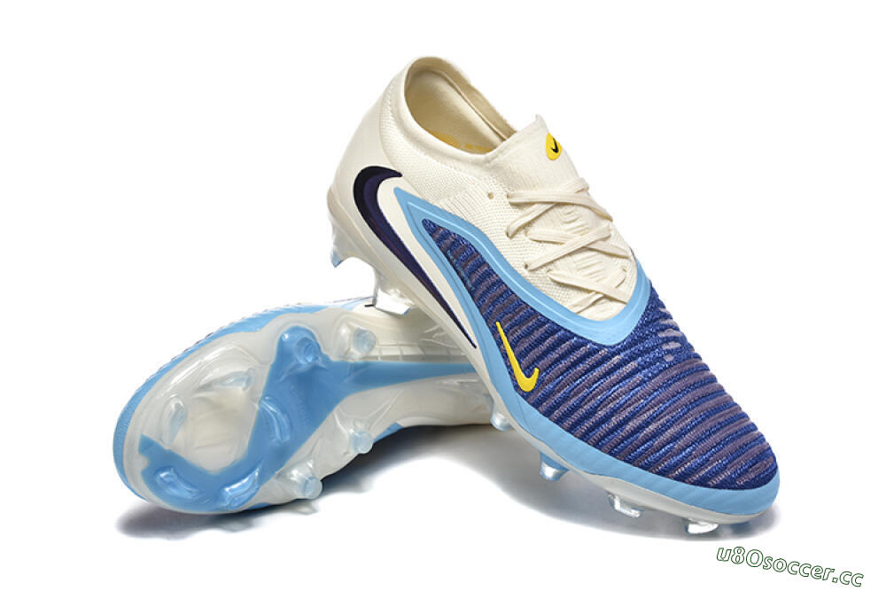 Men's Nike Phantom 6 Elite Low FG Firm Ground Low-Tops Football Boots - Blue/White/Black 4