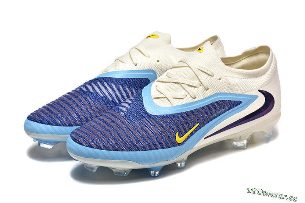 Men's Nike Phantom 6 Elite Low FG Firm Ground Low-Tops Football Boots - Blue/White/Black 5