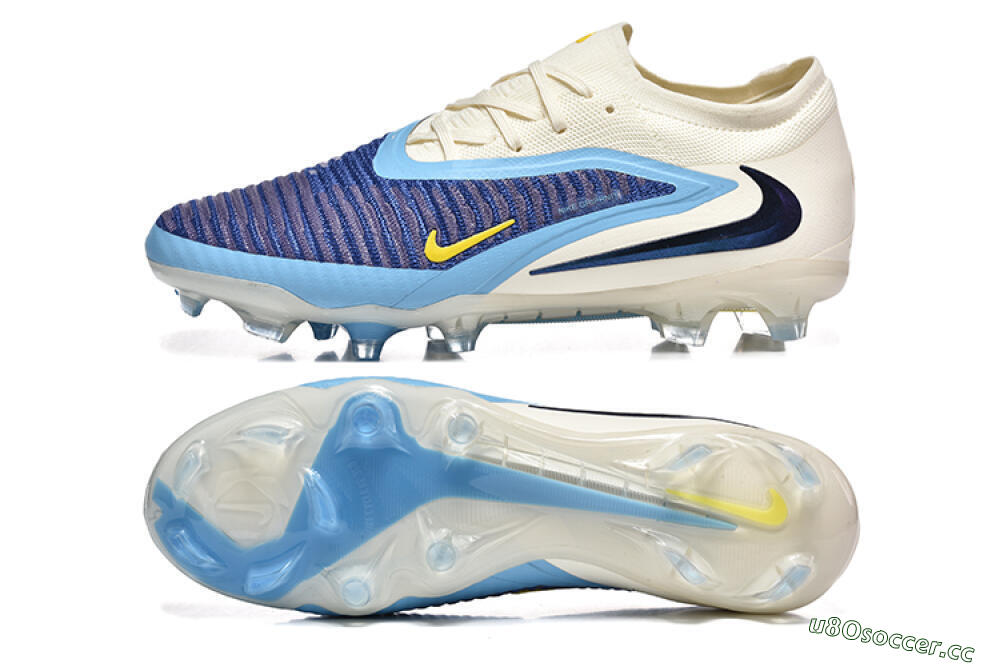 Men's Nike Phantom 6 Elite Low FG Firm Ground Low-Tops Football Boots - Blue/White/Black 1