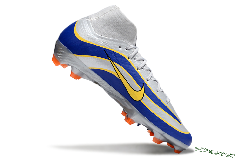 Unisex Nike Air Zoom Mercurial Superfly 10 Elite FG Firm Ground High-Tops Football Boots - Silver/Yellow/Blue 4