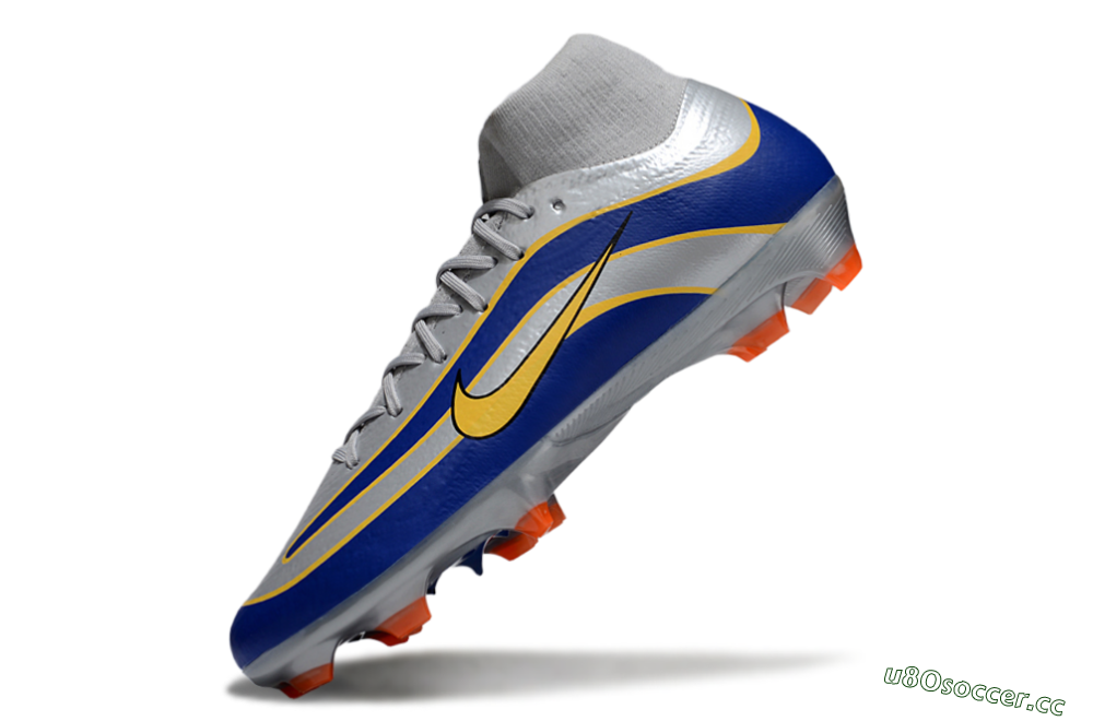 Unisex Nike Air Zoom Mercurial Superfly 10 Elite FG Firm Ground High-Tops Football Boots - Silver/Yellow/Blue 5