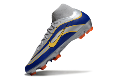 Unisex Nike Air Zoom Mercurial Superfly 10 Elite FG Firm Ground High-Tops Football Boots - Silver/Yellow/Blue