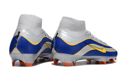 Unisex Nike Air Zoom Mercurial Superfly 10 Elite FG Firm Ground High-Tops Football Boots - Silver/Yellow/Blue