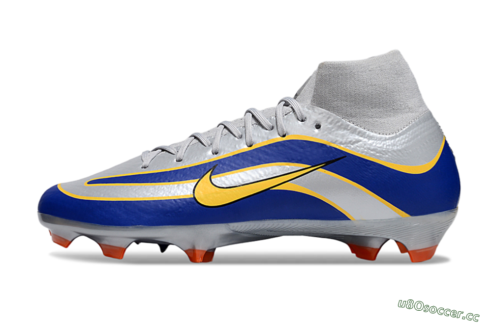 Unisex Nike Air Zoom Mercurial Superfly 10 Elite FG Firm Ground High-Tops Football Boots - Silver/Yellow/Blue 0