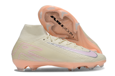 Unisex Nike Air Zoom Mercurial Superfly 10 Elite FG Firm Ground High-Tops Football Boots - Beige/Pink/Silver