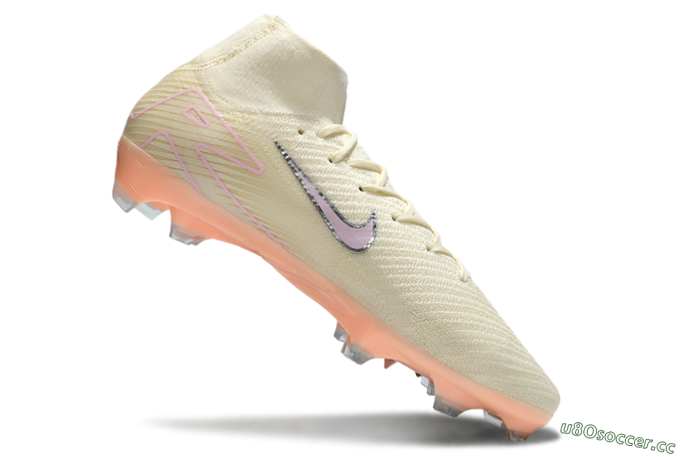 Unisex Nike Air Zoom Mercurial Superfly 10 Elite FG Firm Ground High-Tops Football Boots - Beige/Pink/Silver 4