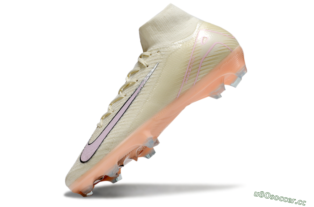 Unisex Nike Air Zoom Mercurial Superfly 10 Elite FG Firm Ground High-Tops Football Boots - Beige/Pink/Silver 5