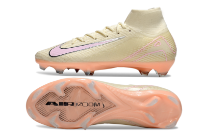 Unisex Nike Air Zoom Mercurial Superfly 10 Elite FG Firm Ground High-Tops Football Boots - Beige/Pink/Silver