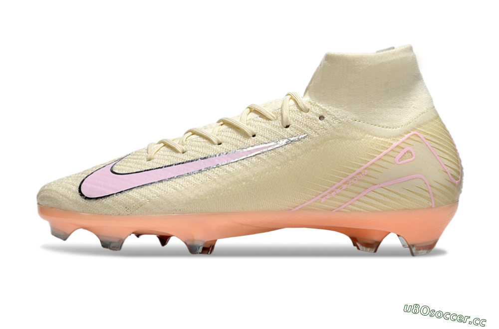 Unisex Nike Air Zoom Mercurial Superfly 10 Elite FG Firm Ground High-Tops Football Boots - Beige/Pink/Silver 0