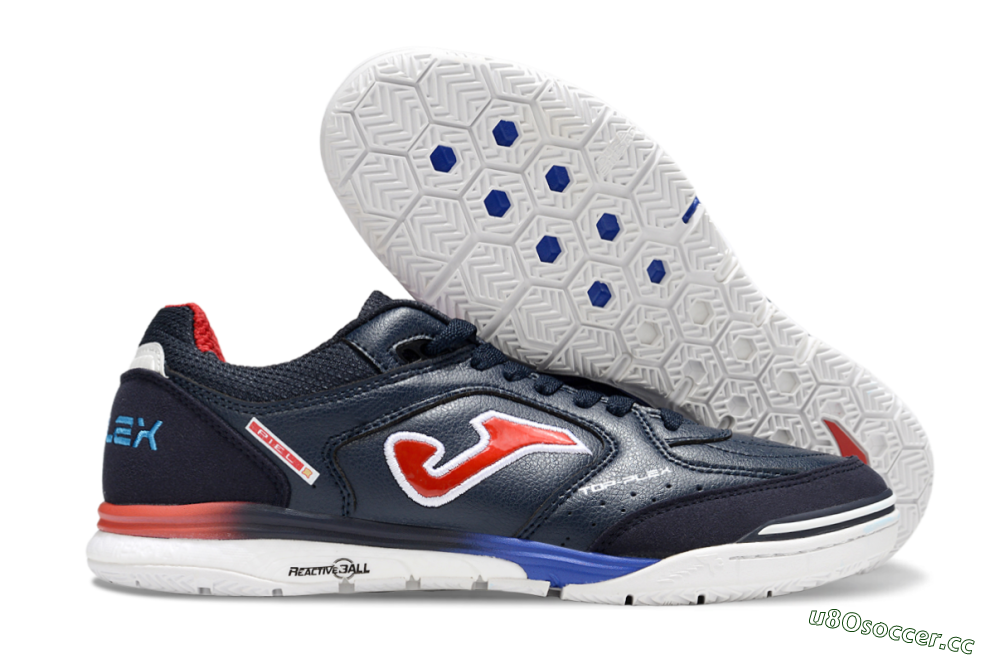 Men's Joma Top Flex IC Indoor & Futsal Low-Tops Football Shoes - Blue/White/Red 2