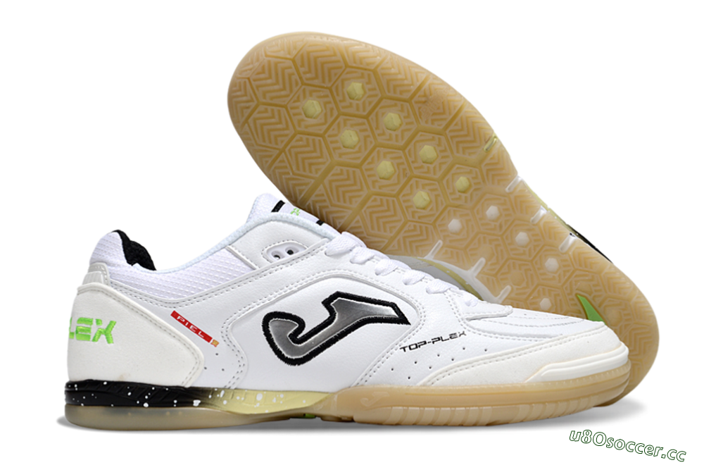 Men's Joma Top Flex IC Indoor & Futsal Low-Tops Football Shoes - White/Silver/Black 2