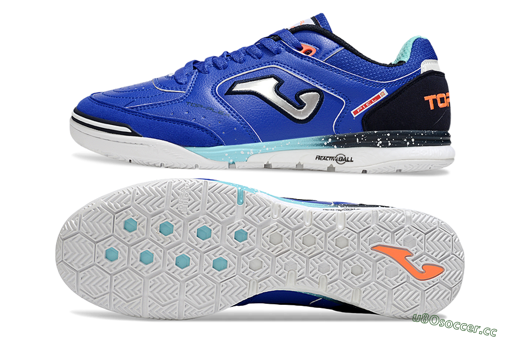 Men's Joma Top Flex IC Indoor & Futsal Low-Tops Football Shoes - Blue/Silver/Black 1