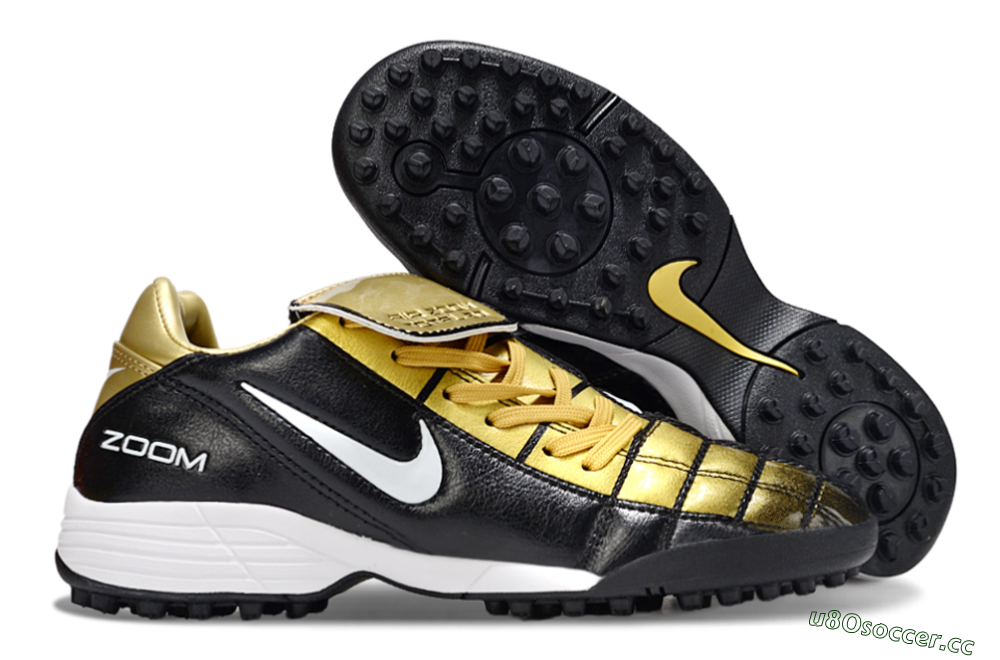 Men's Nike Air Zoom Total 90 III TF Artificial Turf Low-Tops Football Shoes - Black/Gold/White 2