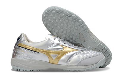 Men's Mizuno Morelia Neo 4 TF Artificial Turf Low-Tops Football Shoes - Silver/Gold/Black