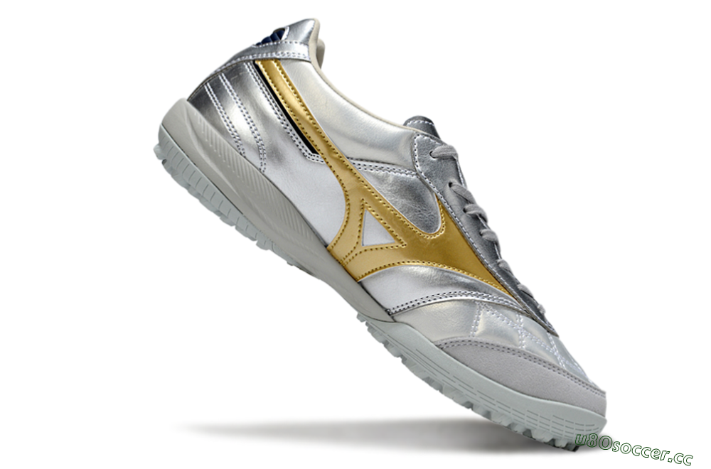 Men's Mizuno Morelia Neo 4 TF Artificial Turf Low-Tops Football Shoes - Silver/Gold/Black 4
