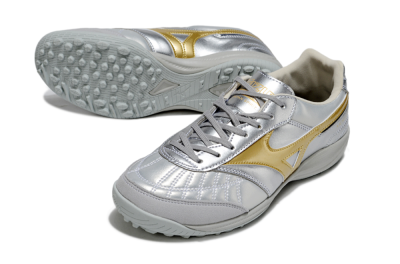 Men's Mizuno Morelia Neo 4 TF Artificial Turf Low-Tops Football Shoes - Silver/Gold/Black
